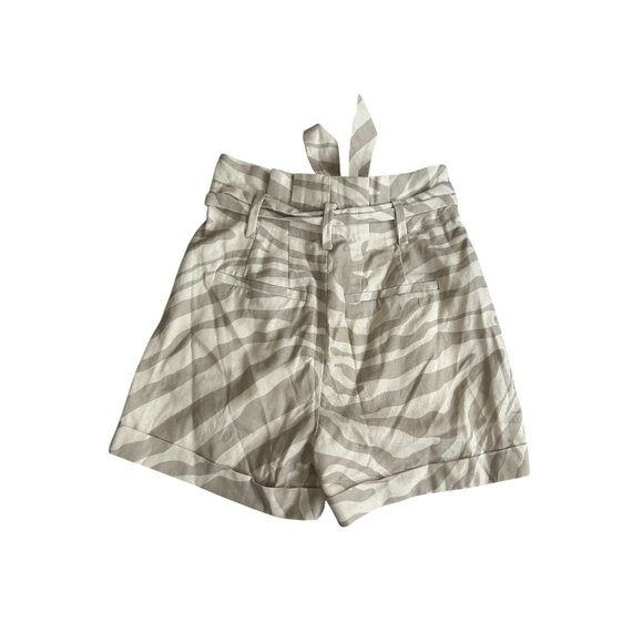 ANINE BING Beige Tan Zebra Print High Waist Belted Shorts Size 36 / US 6 - Picture 9 of 11